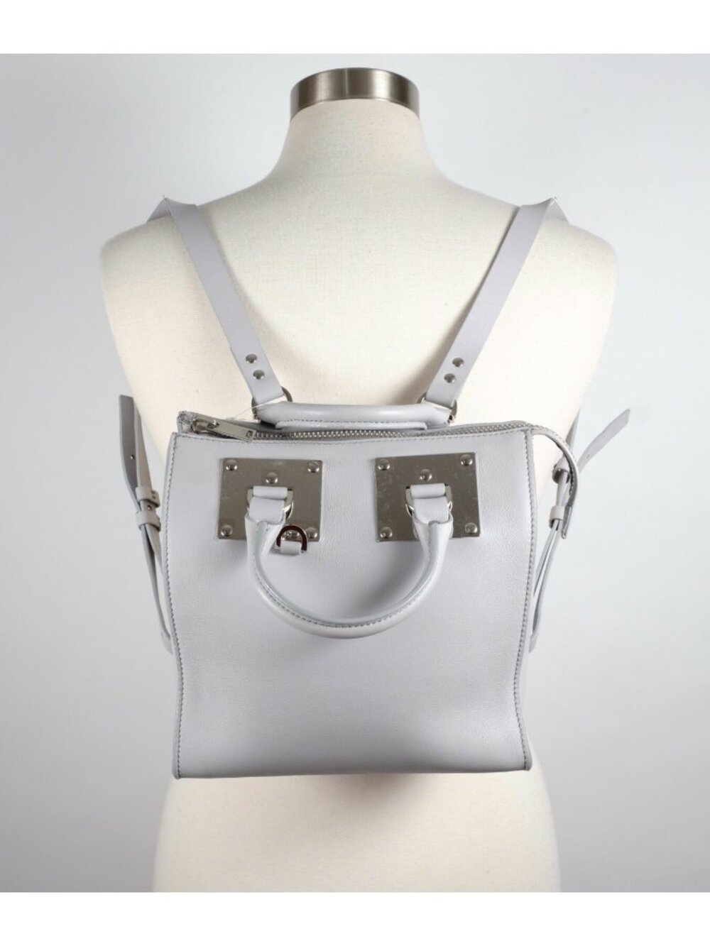 Sophie Hulme leather backpack gray silver hardware rucksack